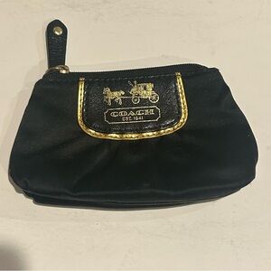 Coach Black Coin Pouch with Gold Accents